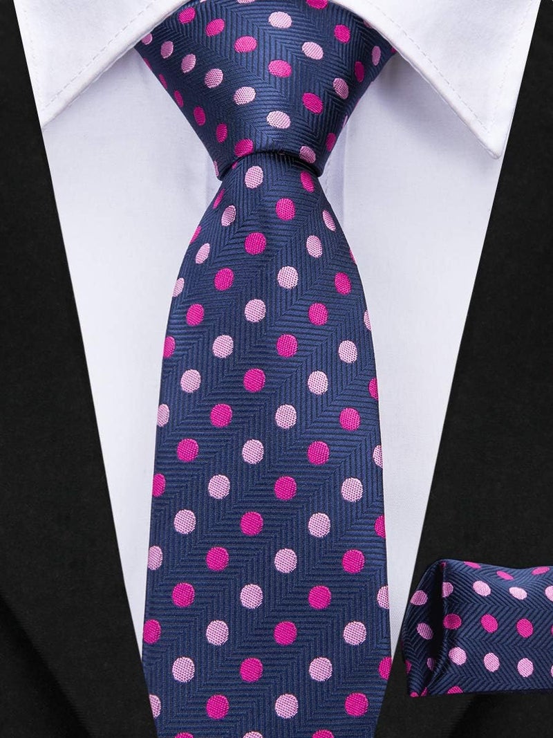 Dubulle Boys Purple Pink Dot Ties Self Tie Silk Kids Necktie and Pocket Square Set for Age 8-11 - Image 4